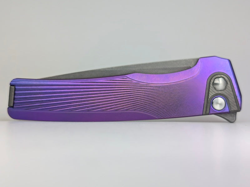 MachineWise Sonora Purple Fade Ti (S90V S-Grind | Ti Bolster | Sunray Handle) Framelock Folding Knife #2432