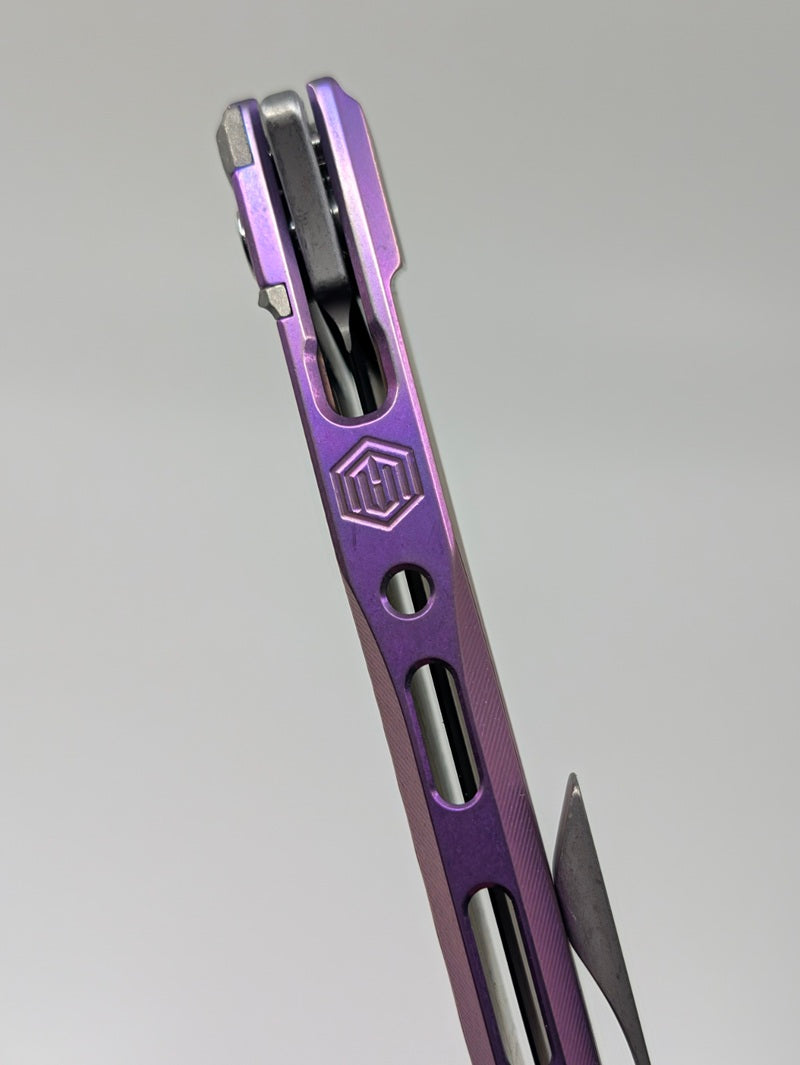 MachineWise Sonora Purple Fade Ti (S90V S-Grind | Ti Bolster | Sunray Handle) Framelock Folding Knife #2432