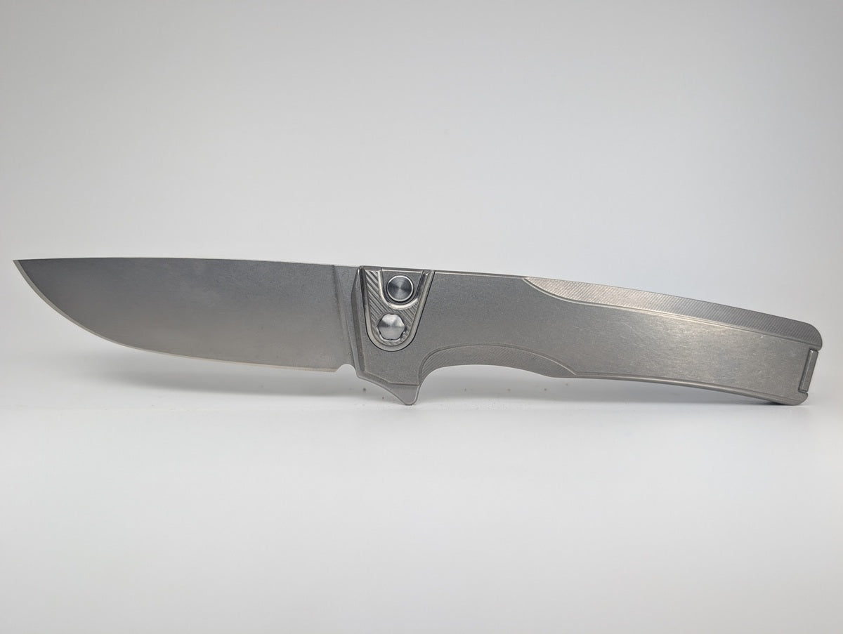 MachineWise Sonora Raw (S90V | Ti Bolster | Smooth Handle) Button Lock Folding Knife #2140 *BLEM*