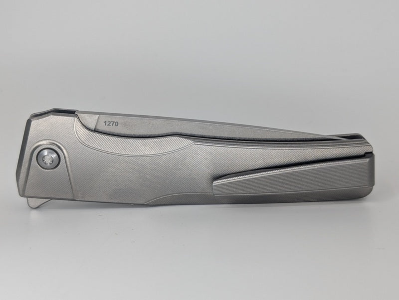 MachineWise Sonora Raw (S90V | Stonewash | Fine Step Handle) Buttonlock Folding Knife #1270 *BLEM*