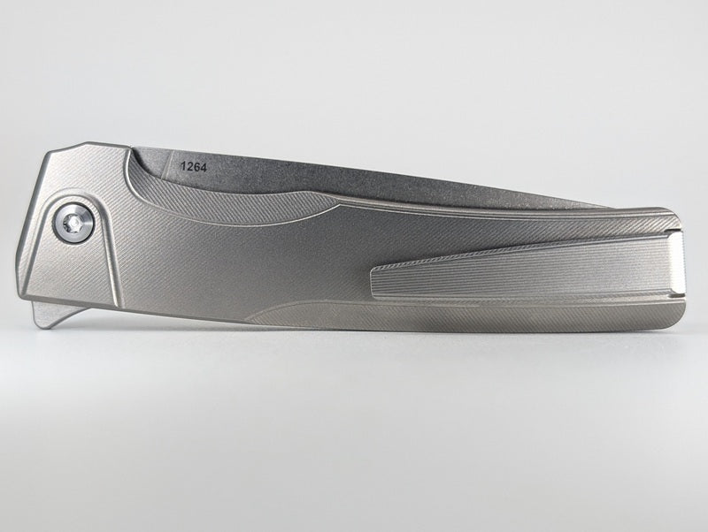 MachineWise Sonora Raw (S90V | Stonewash | Fine Step Handle) Buttonlock Folding Knife #1264 *BLEM*