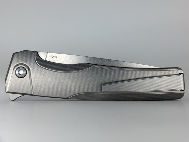 MachineWise Sonora Raw (S90V | Stonewash | Fine Step Handle) Buttonlock Folding Knife #1269 *BLEM*