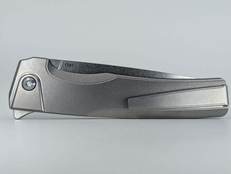 MachineWise Sonora Raw (S90V | Stonewash | Fine Step Handle) Buttonlock Folding Knife #1261 *BLEM*