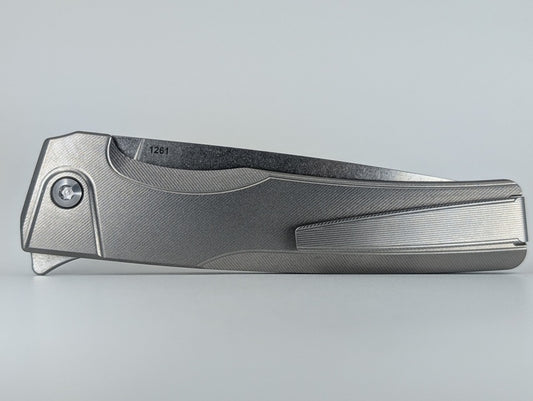 MachineWise Sonora Raw (S90V | Stonewash | Fine Step Handle) Buttonlock Folding Knife #1261 *BLEM*