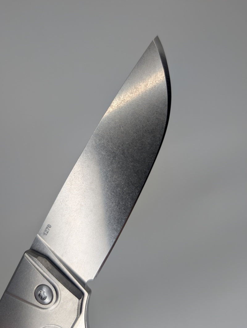 MachineWise Sonora Raw (S90V | Stonewash | Fine Step Handle) Buttonlock Folding Knife #1270 *BLEM*