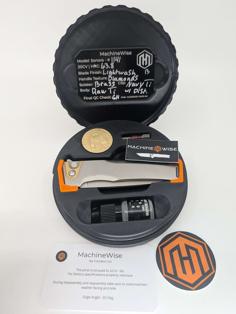 MachineWise Sonora Raw (20CV | Brass Bolster | Navi Ti Clip | Diamond Handle) #1141 - Blemished