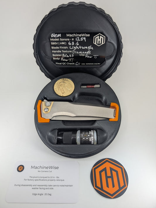 MachineWise Sonora Raw (S90V | Lightwash | Diamonds Handle) Buttonlock Folding Knife #1259 *BLEM*