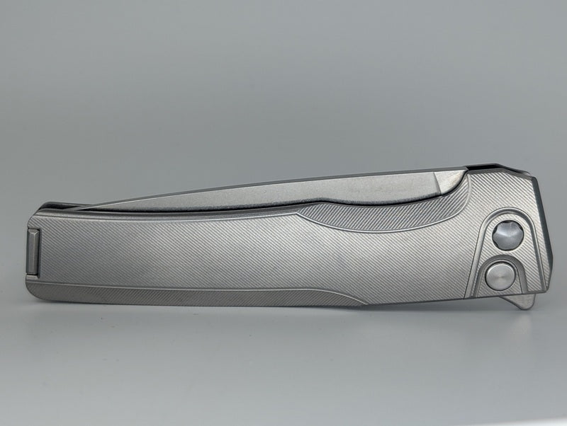 MachineWise Sonora Raw (S90V | Stonewash | Fine Step Handle) Buttonlock Folding Knife #1270 *BLEM*