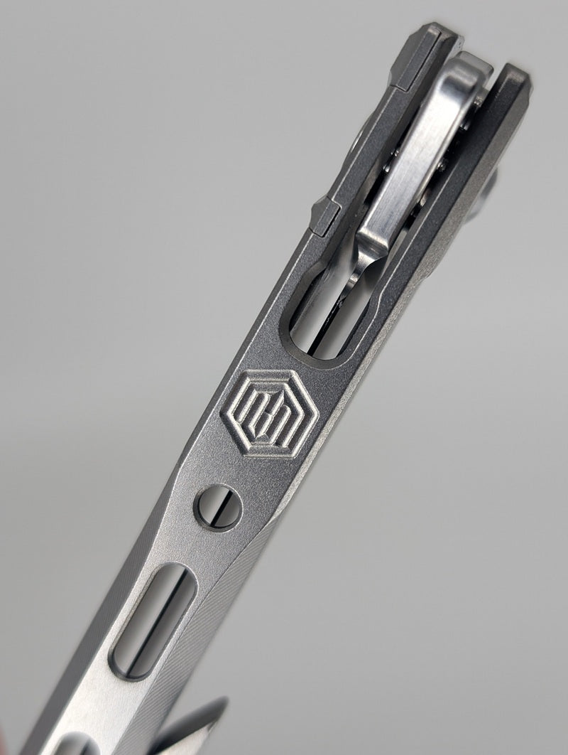 MachineWise Sonora Raw (S90V | Stonewash | Fine Step Handle) Buttonlock Folding Knife #1270 *BLEM*