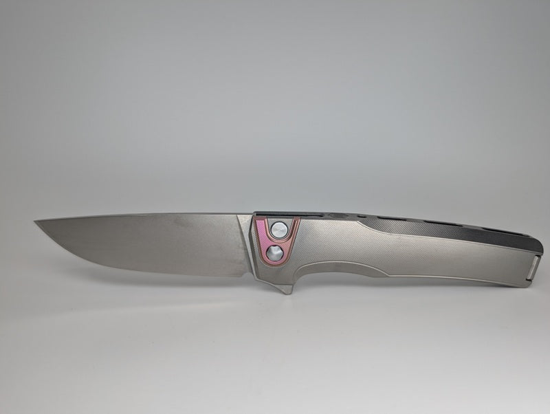 MachineWise Sonora Raw (S90V | Stonewash | Fine Step Handle) Buttonlock Folding Knife #1271 *BLEM*