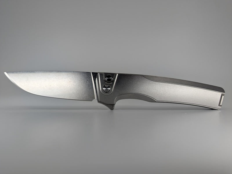 MachineWise Sonora Raw (S90V | Stonewash | Fine Step Handle) Buttonlock Folding Knife #1261 *BLEM*