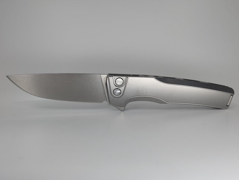 MachineWise Sonora Raw (S90V | Stonewash | Fine Step Handle) Buttonlock Folding Knife #1270 *BLEM*