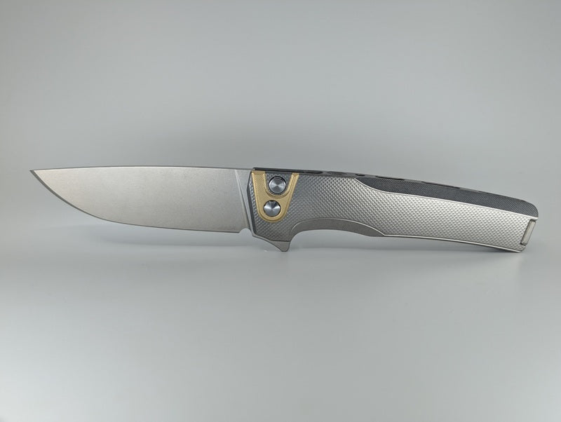 MachineWise Sonora Raw (S90V | Lightwash | Diamonds Handle) Buttonlock Folding Knife #1259 *BLEM*