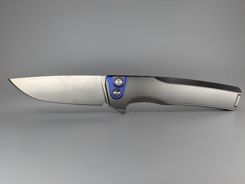 MachineWise Sonora Raw (S90V | Stonewash | Fine Step Handle) Buttonlock Folding Knife #1264 *BLEM*
