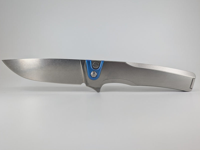 MachineWise Sonora Raw (S90V | Stonewash | Fine Step Handle) Buttonlock Folding Knife #1269 *BLEM*