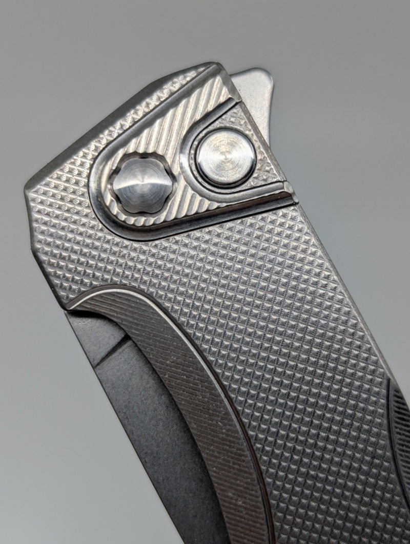 MachineWise Sonora Raw (S90V | Ti Bolster | Diamonds Handle) Button Lock Folding Knife #2215