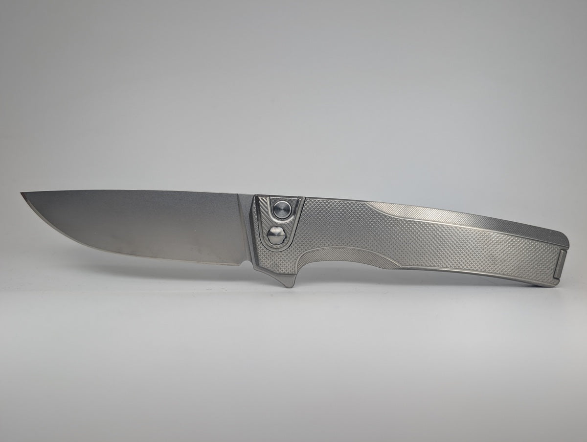 MachineWise Sonora Raw (S90V | Ti Bolster | Diamonds Handle) Button Lock Folding Knife #2215