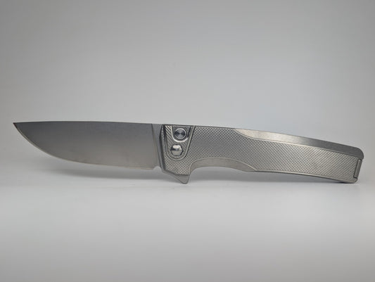 MachineWise Sonora Raw (S90V | Ti Bolster | Diamonds Handle) Button Lock Folding Knife #2215