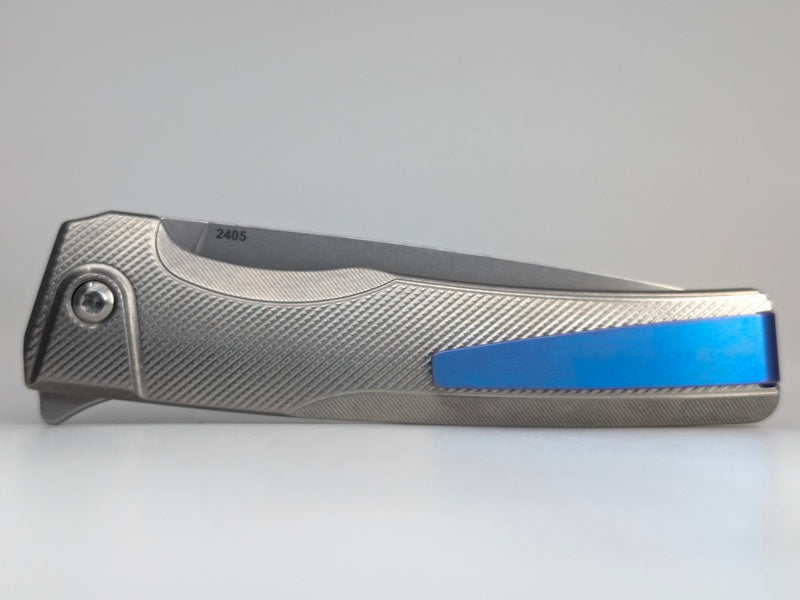 MachineWise Sonora Raw Ti (S90V | Ti Bolster | Diamonds Handle) Button Lock Folding Knife #2405 *BLEM*
