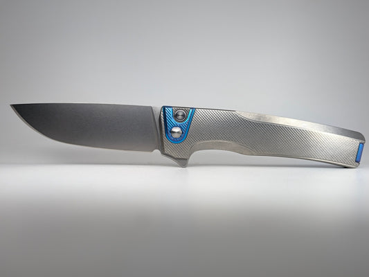 MachineWise Sonora Raw Ti (S90V | Ti Bolster | Diamonds Handle) Button Lock Folding Knife #2405 *BLEM*