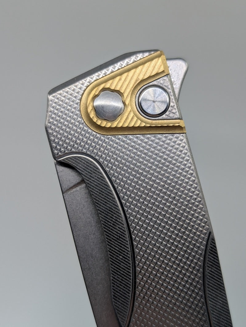 MachineWise Sonora Raw (S90V | Brass Bolster | Diamonds Handle) Button Lock Folding Knife #2166