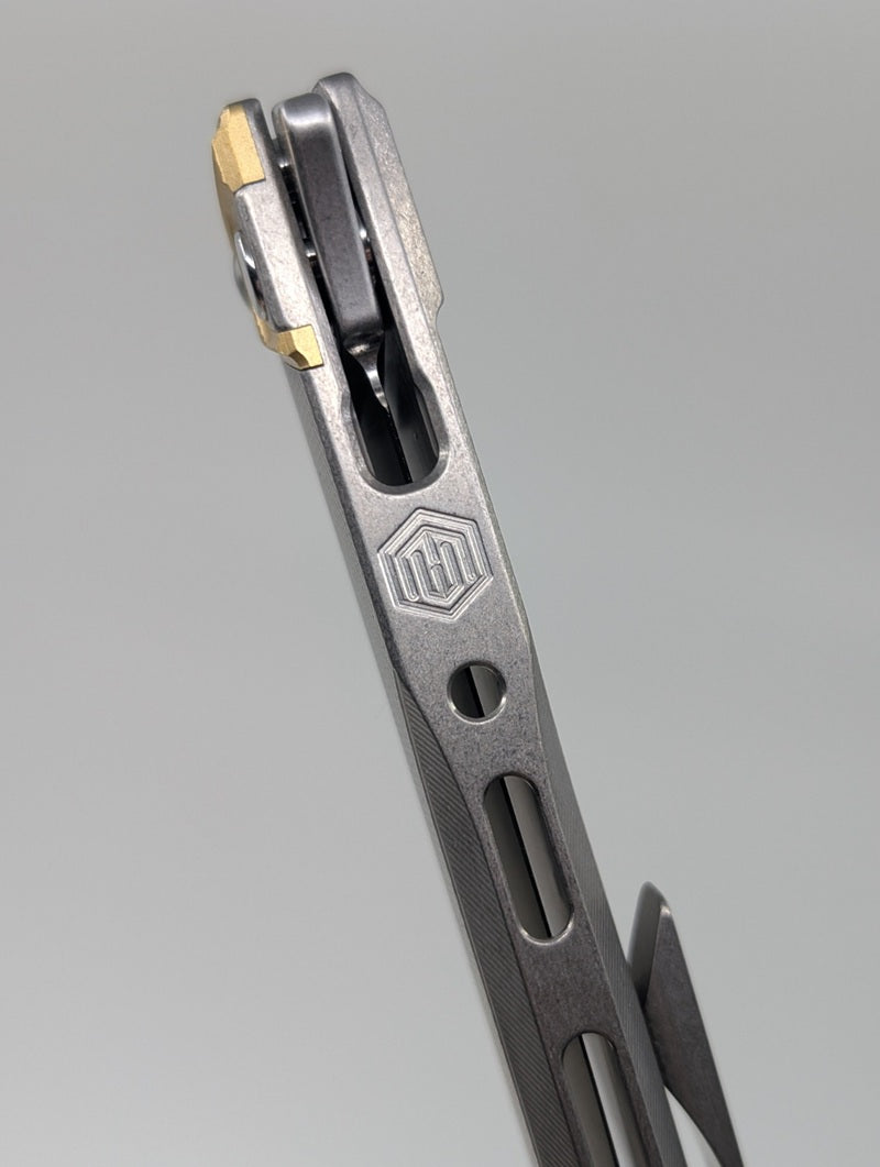 MachineWise Sonora Raw (S90V | Brass Bolster | Diamonds Handle) Button Lock Folding Knife #2166