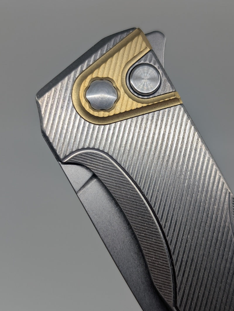 MachineWise Sonora Raw (S90V | Brass Bolster | Fine Step Handle Button Lock Folding Knife #2158