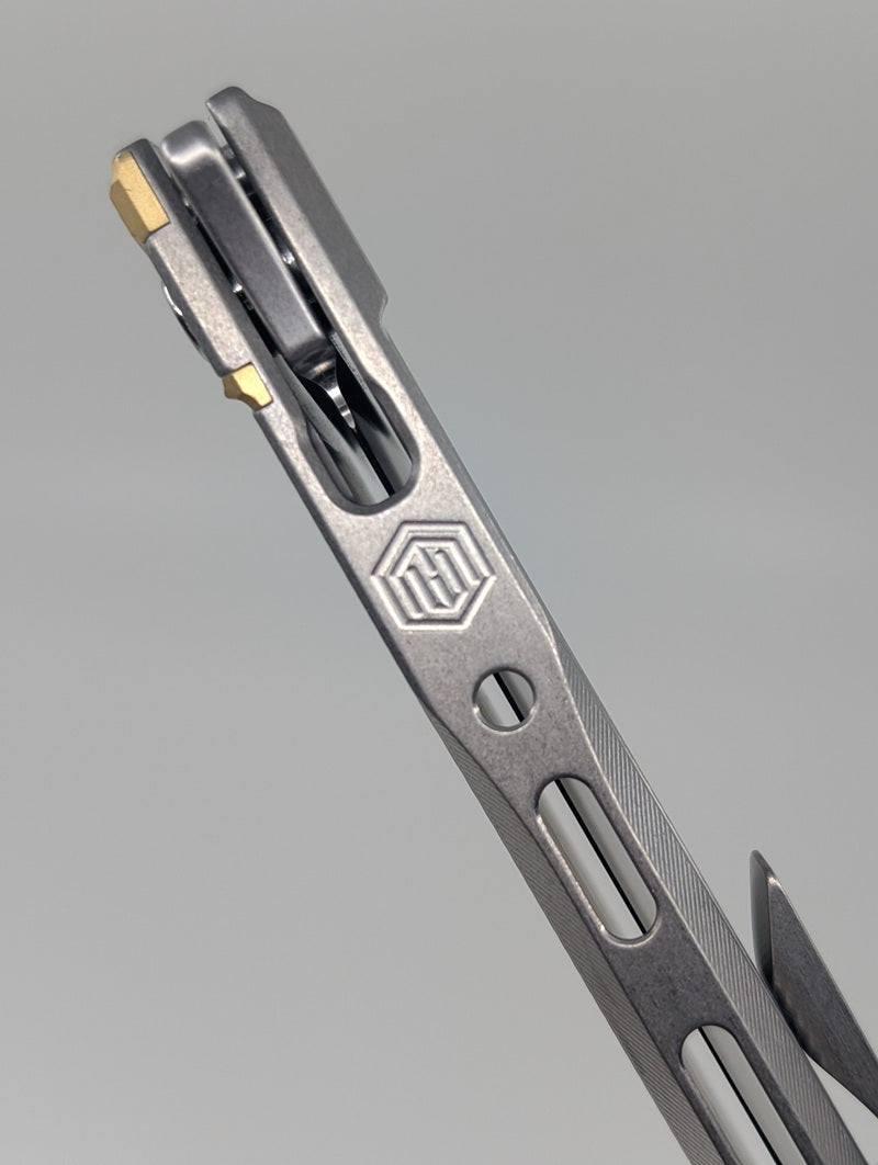 MachineWise Sonora Raw (S90V | Brass Bolster | Fine Step Handle Button Lock Folding Knife #2158