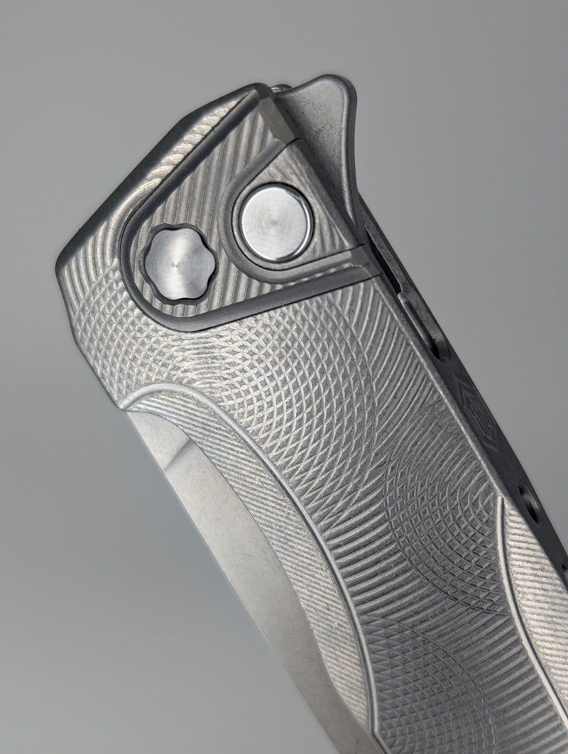 MachineWise Sonora Raw Ti ( S90V | Ti Bolster | Ripple )Integral Buttonlock Folding Knife #1835