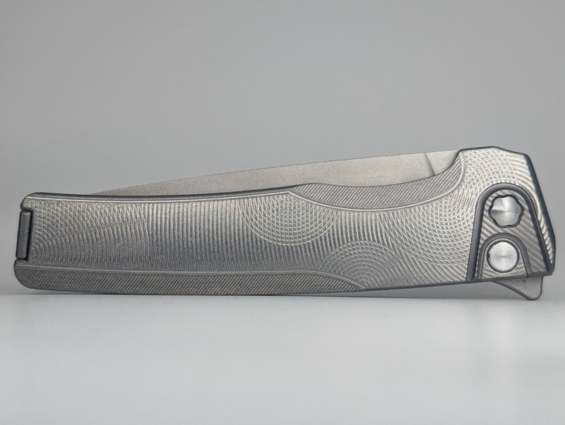 MachineWise Sonora Raw Ti ( S90V | Ti Bolster | Ripple )Integral Buttonlock Folding Knife #1835
