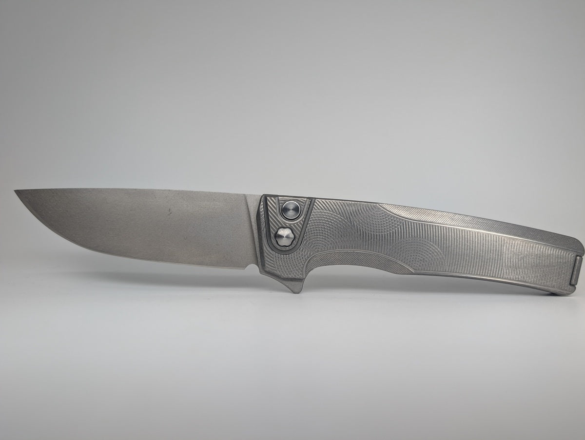 MachineWise Sonora Raw Ti ( S90V | Ti Bolster | Ripple )Integral Buttonlock Folding Knife #1835