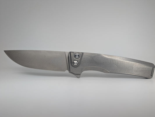 MachineWise Sonora Raw Ti ( S90V | Ti Bolster | Ripple )Integral Buttonlock Folding Knife #1835