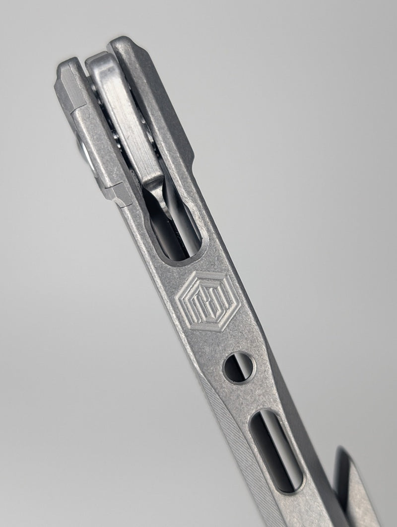 MachineWise Sonora Raw Ti ( S90V | Ti Bolster | Ripple )Integral Buttonlock Folding Knife #1835