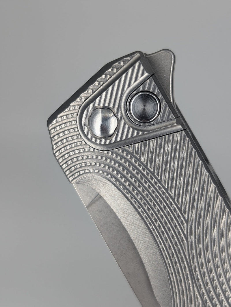 MachineWise Sonora Raw Ti (S90V | Titanium Bolster | Streamliner Handle) Buttonlock Folding Knife #1382