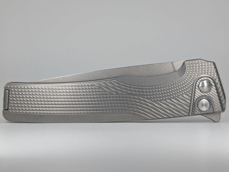 MachineWise Sonora Raw Ti (S90V | Titanium Bolster | Streamliner Handle) Buttonlock Folding Knife #1382