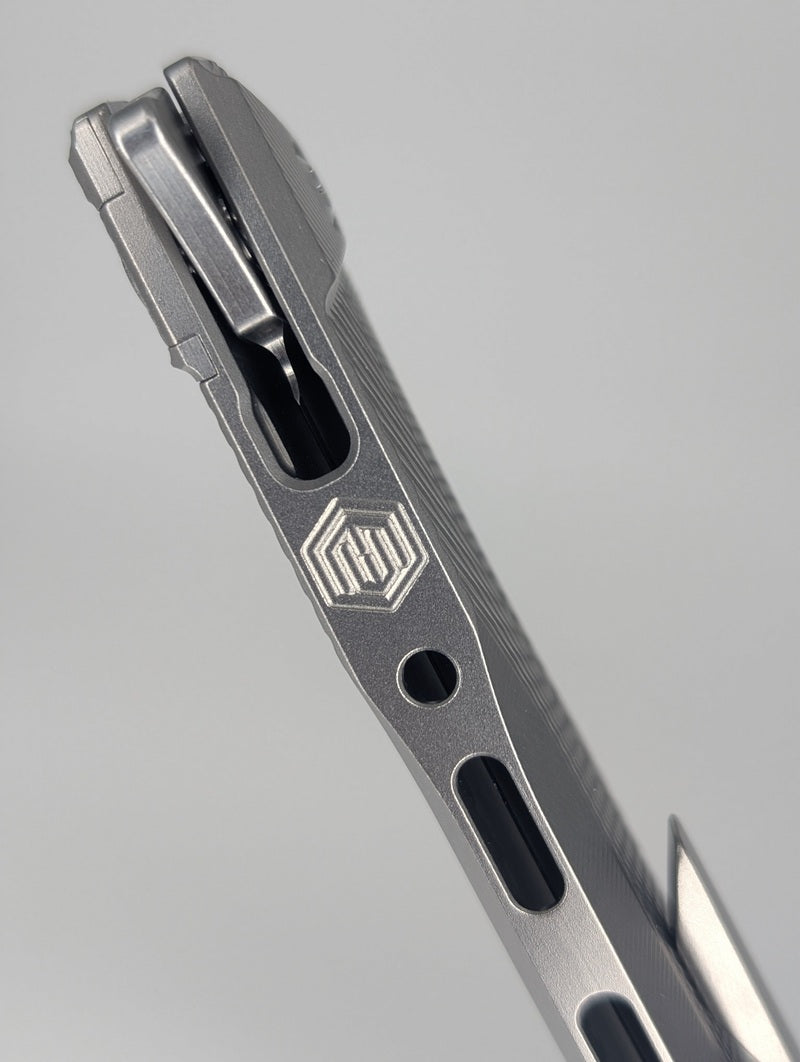 MachineWise Sonora Raw Ti (S90V | Titanium Bolster | Streamliner Handle) Buttonlock Folding Knife #1382