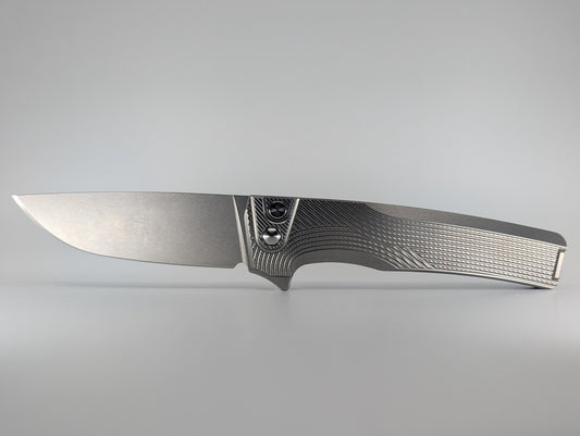 MachineWise Sonora Raw Ti (S90V | Titanium Bolster | Streamliner Handle) Buttonlock Folding Knife #1382