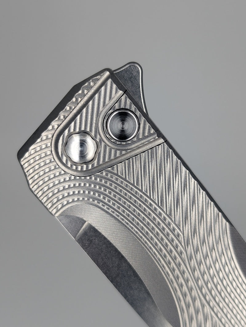 MachineWise Sonora Raw Ti (S90V | Titanium Bolster | Streamliner Handle) Buttonlock Folding Knife #1384