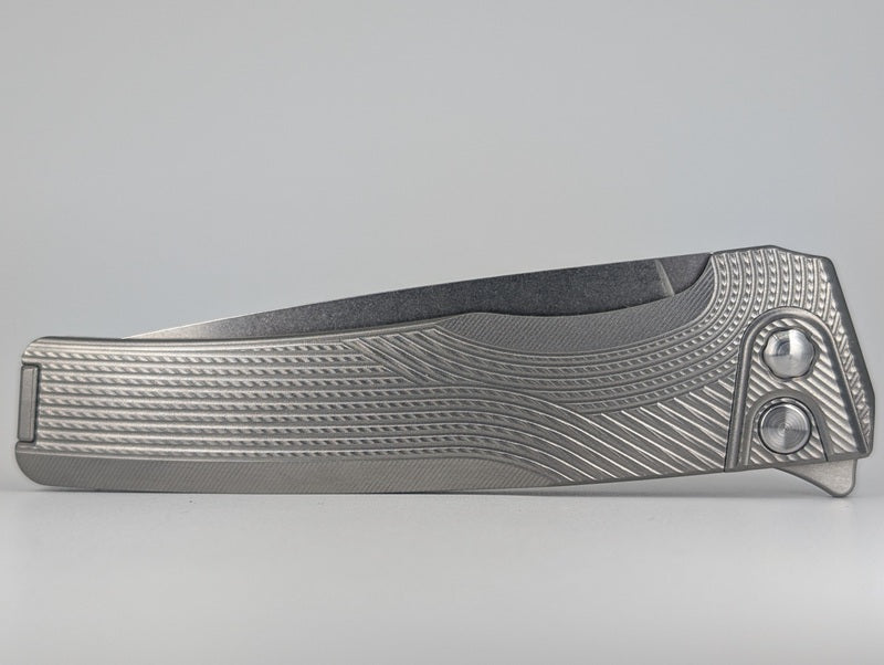 MachineWise Sonora Raw Ti (S90V | Titanium Bolster | Streamliner Handle) Buttonlock Folding Knife #1384