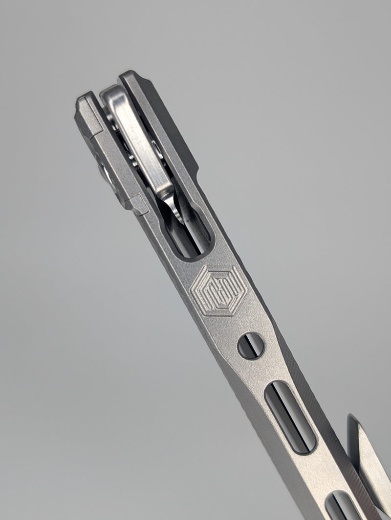 MachineWise Sonora Raw Ti (S90V | Titanium Bolster | Streamliner Handle) Buttonlock Folding Knife #1384