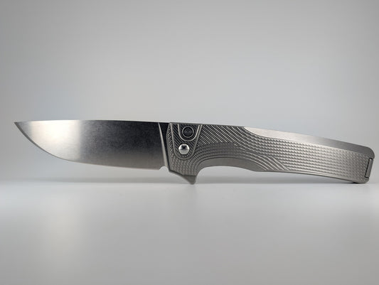 MachineWise Sonora Raw Ti (S90V | Titanium Bolster | Streamliner Handle) Buttonlock Folding Knife #1384