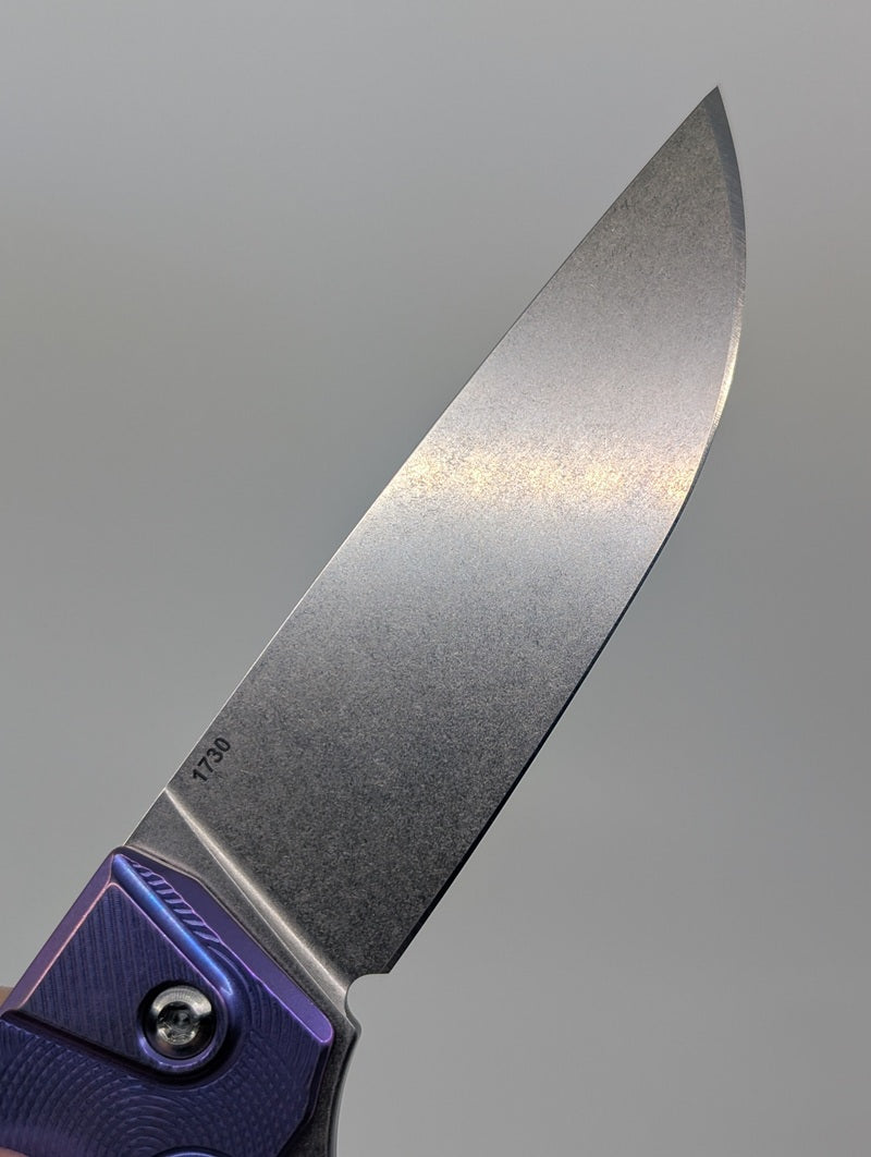 MachineWise Sonora Ripples Blurple (S90V | Brass Bolster) Buttonlock Folding Knife #1730