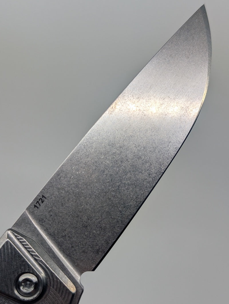 MachineWise Sonora Ripples Raw (S90V | Blurple Ti Bolster) Buttonlock Folding Knife #1721