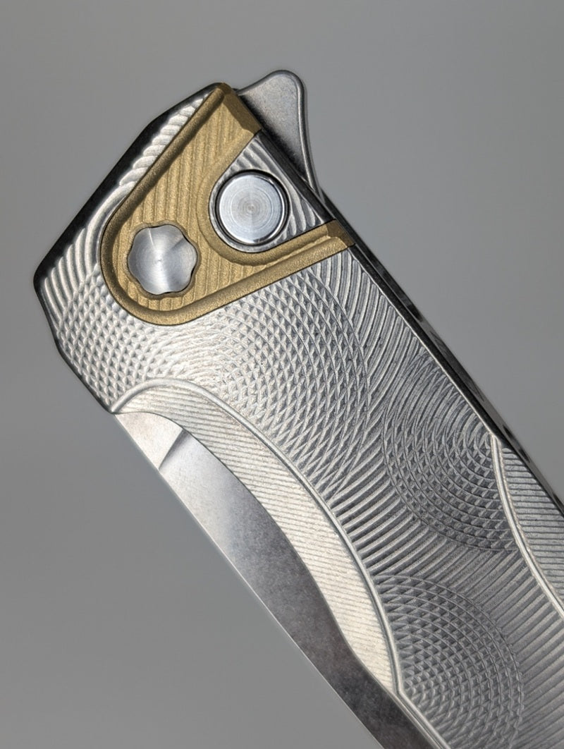 MachineWise Sonora Ripples Raw 1660 (S90V | Brass Bolster) Buttonlock Folding Knife