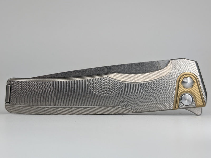 MachineWise Sonora Ripples Raw 1660 (S90V | Brass Bolster) Buttonlock Folding Knife