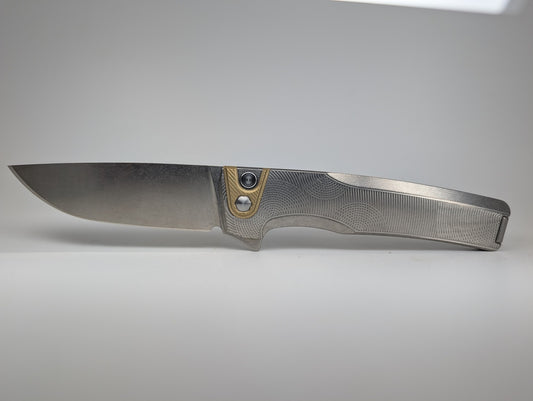 MachineWise Sonora Ripples Raw 1660 (S90V | Brass Bolster) Buttonlock Folding Knife