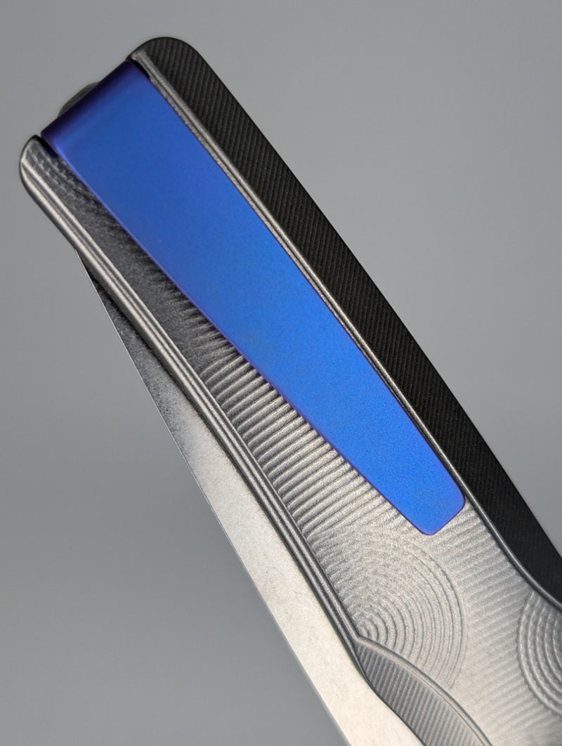 MachineWise Sonora Raw Ti (Blurple Ti Bolster | Ripples Handle) Buttonlock Folding Knife #1667