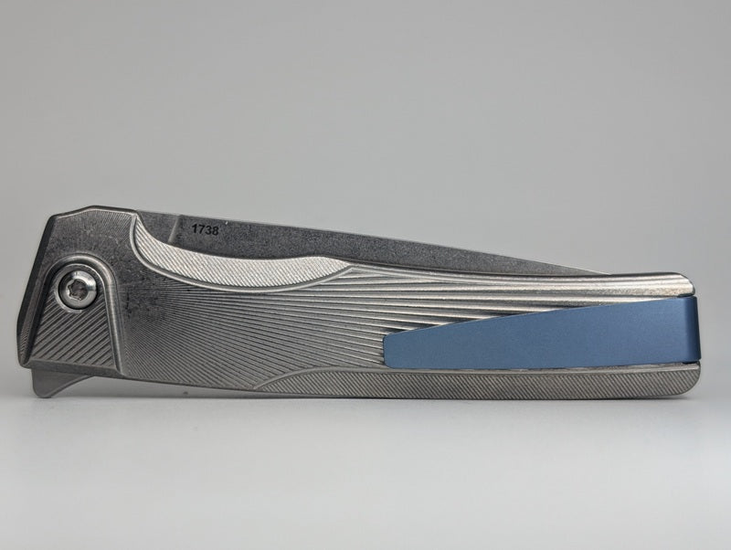 MachineWise Sonora Sun Ray Raw Ti ( S90V | Navi Ti Bolster) Integral Buttonlock Folding Knife #1738 *BLEM*