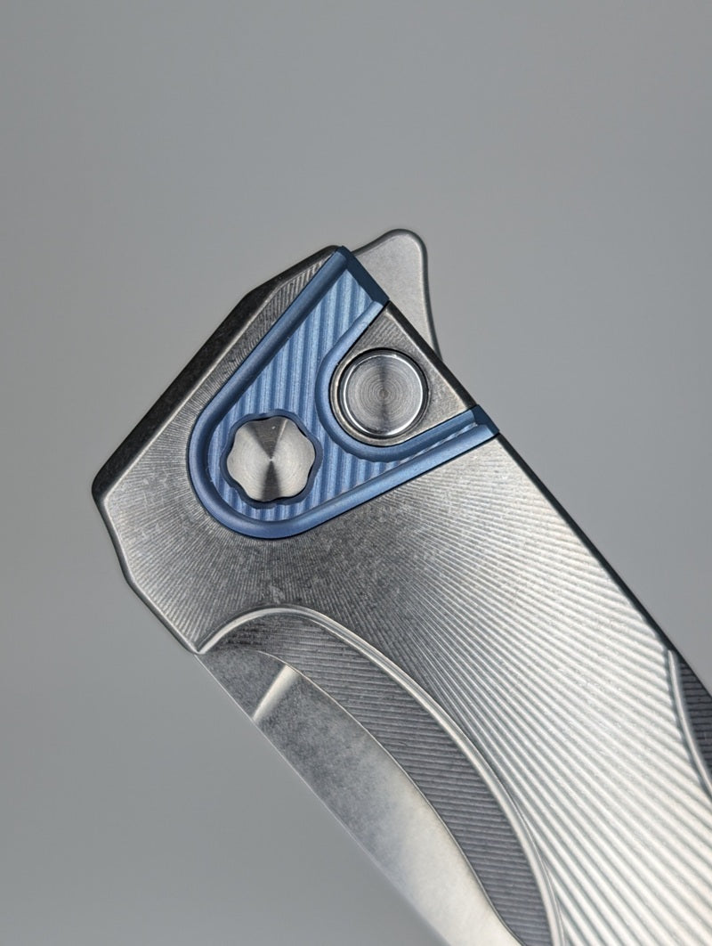 MachineWise Sonora Sun Ray Raw Ti ( S90V | Navi Ti Bolster) Integral Buttonlock Folding Knife #1738 *BLEM*