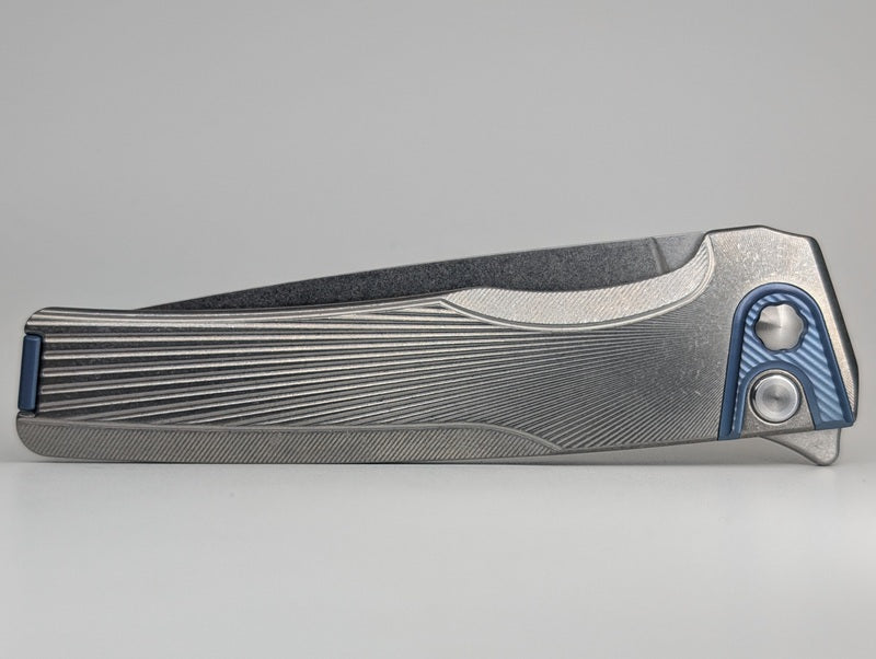 MachineWise Sonora Sun Ray Raw Ti ( S90V | Navi Ti Bolster) Integral Buttonlock Folding Knife #1738 *BLEM*